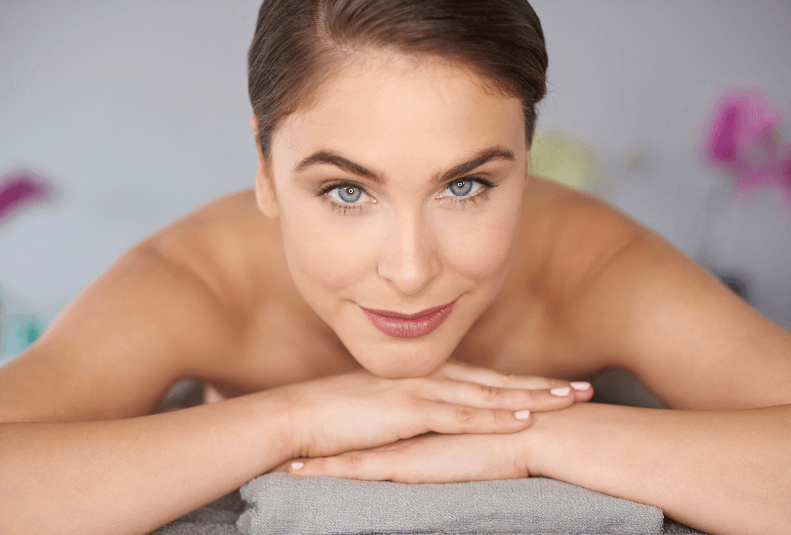woman smiling at day spa
