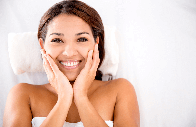smiling woman who is happy at day spa